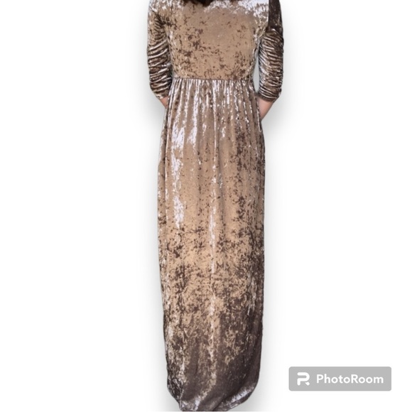 Wanna B medium crushed velvet dress 3/4 sleeve elastic waist has pockets unlined - Picture 5 of 15